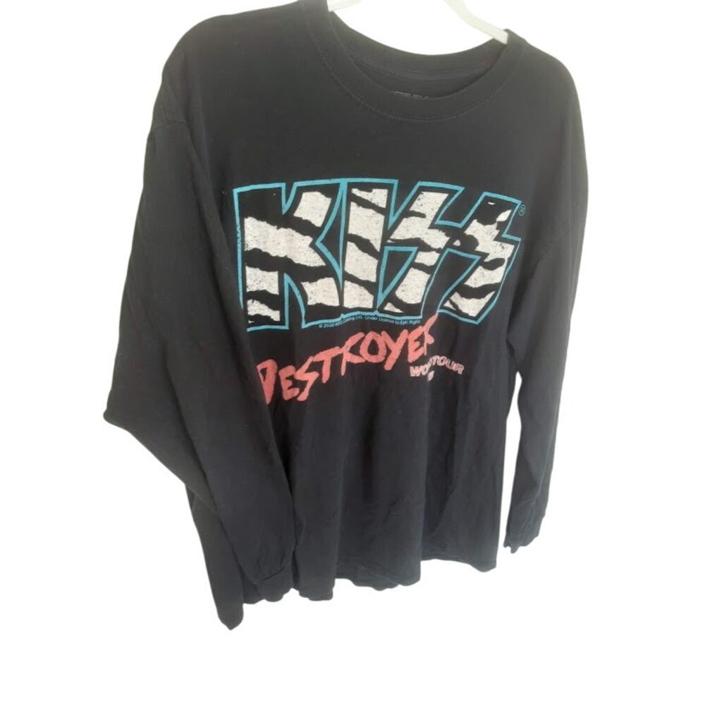 KISS Destroyer World Tour Long Sleeve Graphic Band Tee Black Size L